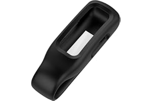 LOKEKE Compatible with Fitbit Inspire 3 Protective Case Cover - Silicone Protective Case Cover with Steel Clip Compatible with Fitbit Inspire 3/2 / Ace 3(Silicone Black)