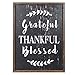 Grateful Thankful Blessed Wall Decor Large Vertical Wooden Framed Home Decor Hanging Rustic Farmhouse Inspirational Signs for Living Room Dining Room Bedroom Housewarming Gift, 12 x 16 inch