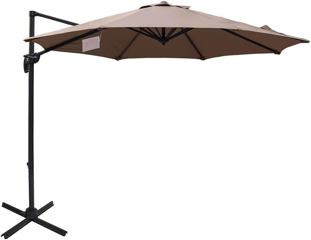 Sundale Outdoor 10ft Sunbrella Fabric Offset Hanging Umbrella Market Patio Umbrella Aluminum Cantilever Pole With Crank Lift Corss Frame 360 Rotation For Garden Deck Backyard Camel Amazon Ca Patio Lawn Garden