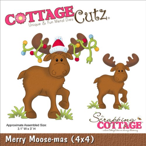 CottageCutz CottageCutz Die with Foam, 4 by 4-Inch, Merry Moose-Mas
