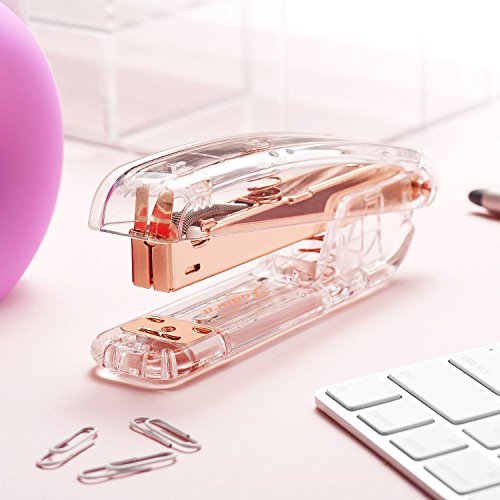 Zodaca Deluxe Acrylic Rose Gold Stapler, Heavy Duty 15 Sheets Capacity, Medium Size [5 X 2 x 1.3 inches], Staple Size: 1/4 inch - Thumbnail 3