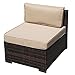 Patiorama Armless Chair,Outdoor Patio Loveseat Brown Rattan Wicker Sofa Chair,Additional Seats 7 Piece Set
