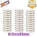 Permanent Magnets Round Magnet Disc D15X3mm 30PACK,Fridge,Refrigerator,Handcraft DIY,Office,Dry Erase Board,Whiteboard,Home,Scientific,Craft,Kitchen(Disc:15mmX3mm)