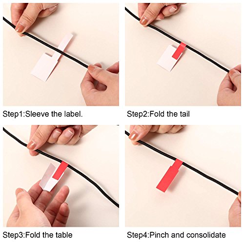 YOTINO 20 Sheets Self-adhesive Cable Labels - Waterproof | Tear Resistant - for Laser Printer (600 Labels, 5 assorted colors)