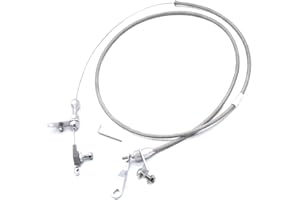 GSKMOTOR For All FORD C6 C-6 Transmission Kick Down Cable Kit, Stainless Braided Polished Transmission Detent Kickdown Trans 