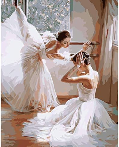 YCYLYZ Diy Ballerina Girl Acrylic Painting By Number Wall Picture Art Framed On Canvas For Living Room Home Decor,40x50CM