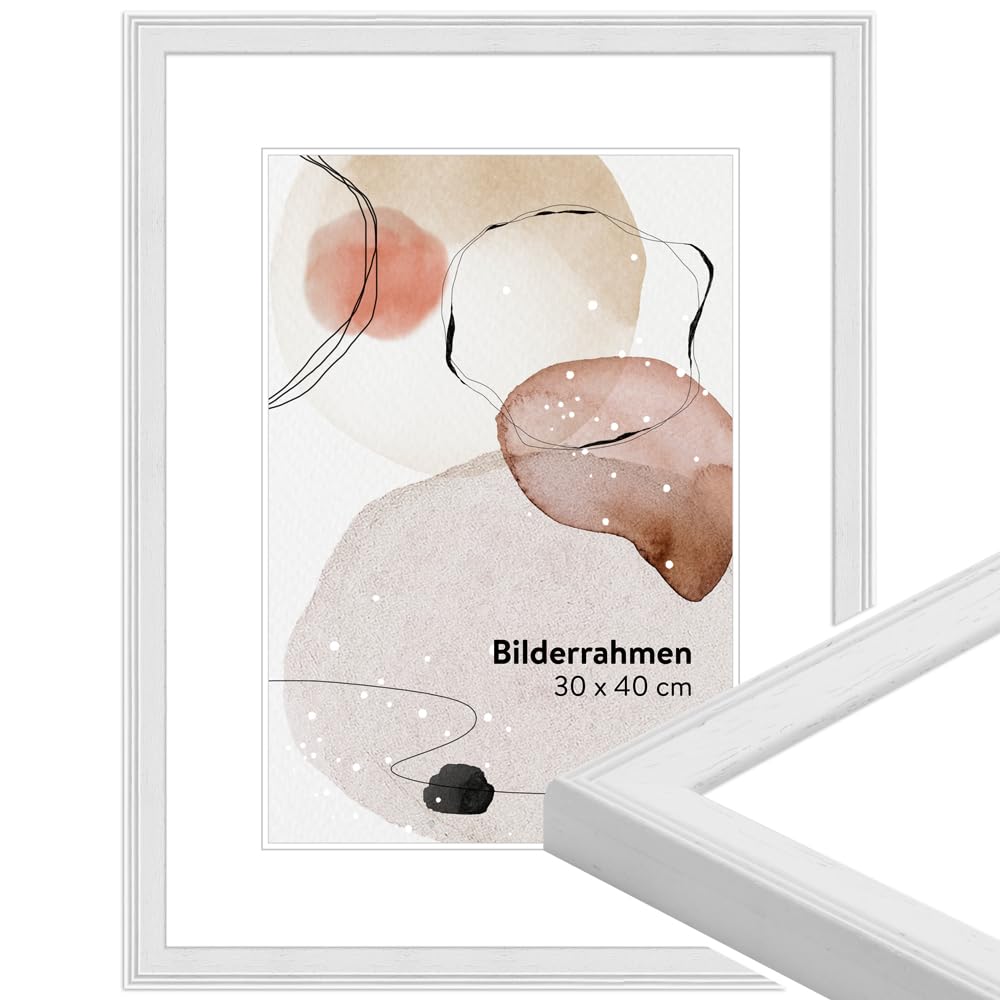 WANDStyle H320 Classic Picture Frame 21 x 30 cm White Wooden Picture Frame Modern Made in Germany