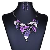 Moxeay Crystal Vintage Flower Rhinestone Leaves Necklace Choker Chunky Collar Chain-SHIP FROM US