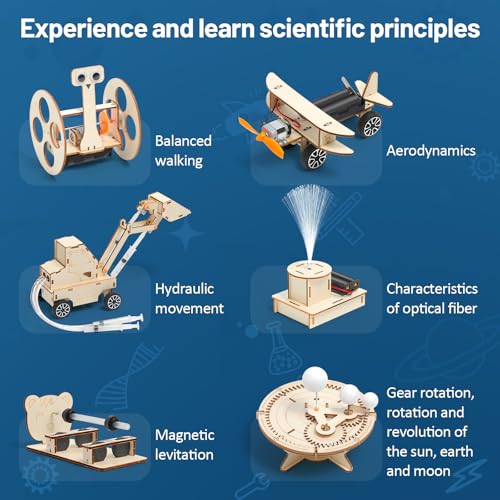 STEM Toys Age 8 9 10 11 12 13 14, Science Experiments for Kids, Science Kits for Kids, Wooden Engineering Kits, Electronics Kit for Kid, Activity Toys Gifts for 8 9 10 11 12 13 14 Year Old Boys