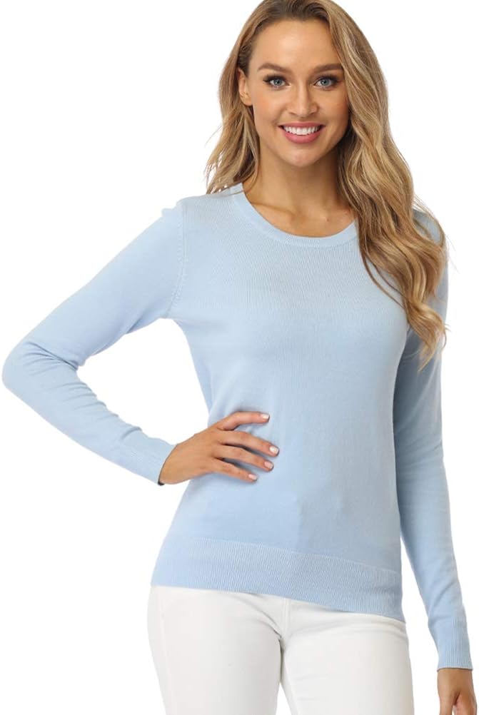 fuinloth Women's Sweater, Lightweight Crewneck Long Sleeve Pullover: Clothing