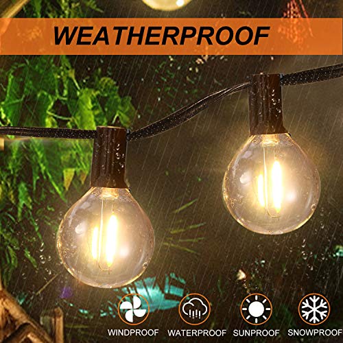 Solar String Lights,BEIEN Waterproof LED Indoor/Outdoor Hanging Umbrella Lights with 27 G40 Bulbs&4 Light Modes-27FT Heavy Duty Patio Lights with 4400mAh Solar Battery for Patio,Backyard,Garden,Bistro - Thumbnail 4