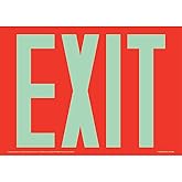 Exit Sign Glow in The Dark 2-pk. - J. J. Keller - 14" x 10" Glow Permanent Self Adhesive Vinyl - Complies with OSHA, NFPA, Li