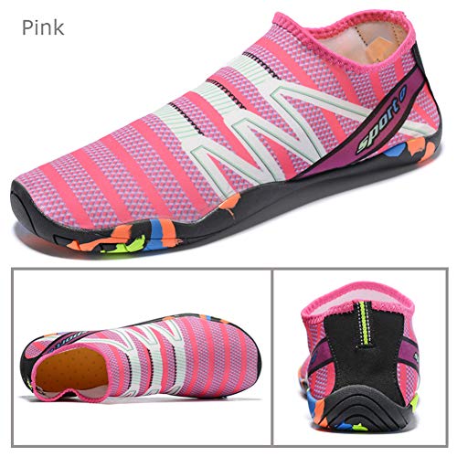 Mens Womens Water Shoes Quick Dry Barefoot for Yoga Swim Diving Surf Aqua Sports Pool Beach (Pink 38)