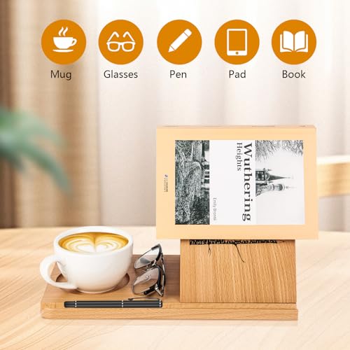 Sloworld Small Bookshelf, Triangle Book Holder, Wood Short Mini Book Rest, Simple Bookcase for Bedroom Nightstand Office Table Centerpiece Decor for Coffee and Book Lover Gift (Coffee)