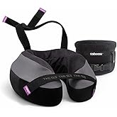 Cabeau TNE S3 Deluxe Luxury Travel Neck Pillow for Airplanes with Patented Seat Strap and Head Hold Technology (Black)