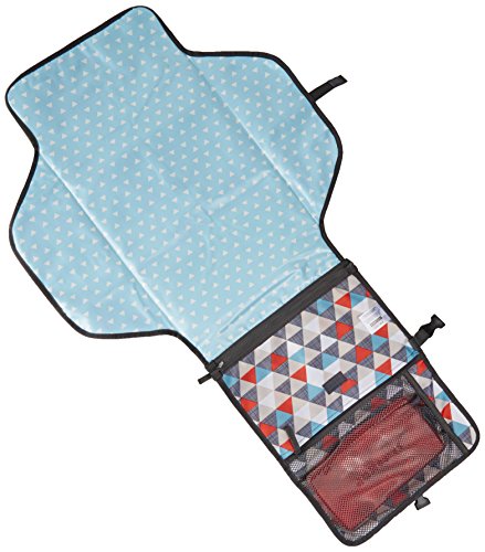 Skip Hop Baby Pronto Portable Changing Station with Cushioned Changing Mat and Wipes Case, 3 Pockets, Multi Triangles
