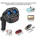 2 Sockets 12V/24V Cigarette Lighter Splitter, 120W 3.4A Dual USB Car Charger Adapter with Voltage Display (Black)