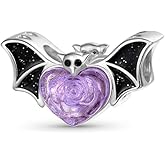 GNOCE Halloween Bat Charm Sterling Silver Bead Halloween Charm Fit Bracelet/Necklace for Women Wife/Jewelry Gift