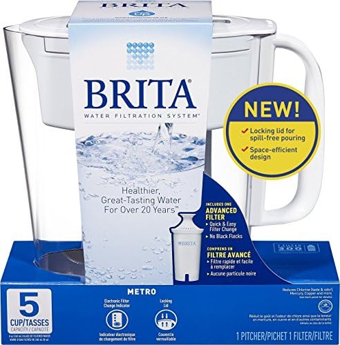 Home Small Metro White Flip Top Clean Taste Water Filter Pitcher with Brewing Basket