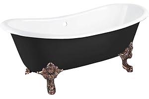 Signature Hardware 426259 Lena 72" Cast Iron Soaking Clawfoot Tub with Pre-Drilled Overflow Hole