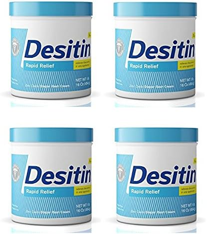 Desitin Rapid Relief Diaper Rash Remedy, Fragrance-Free Cream (4 Pack)