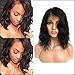 Bob Human Hair Lace Front Wigs Wavy Short Lace Frontal Wigs with Bangs Body Wave Off Black Glueless Shoulder Length Human Hair Wig 12'' 1B Natural Black