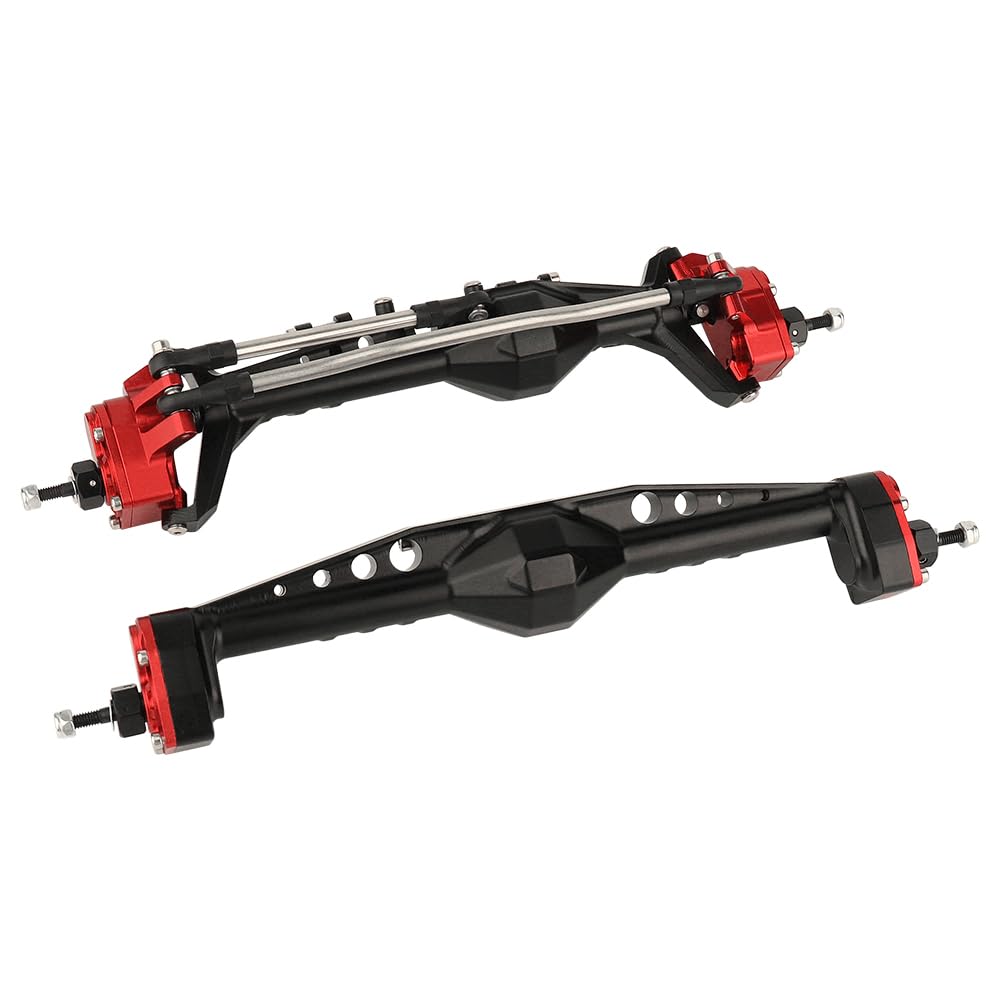 Photo 1 of RZXYLRC Full CNC Aluminum Alloy Front Rear Portal Axle for 1/10 RC Crawler Car Axial Capra 1.9 UTB, Completes Axle Set Metal Upgrades (red-Black)