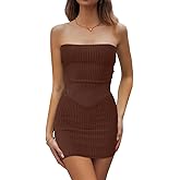 CHYRII Womens Sexy Summer Two Piece Outfits Bandeau Going Out Crop Tops Bodycon Skirt Sets Mini Dress