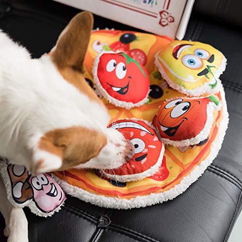 Easyology Pizza Dog Toy for Aggressive Chewers with 5 Removable