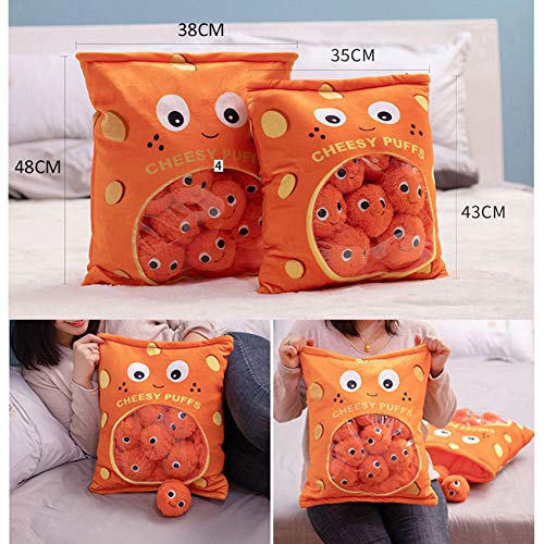 Angleliu Cheesy Puffs Plush Pillow,Stuffed Toy Game Pillow with a Bag of  Cheesy Puffs Balls,for Children Sleep