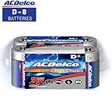 ACDelco D Batteries, Super Alkaline Battery, 8 Count Pack