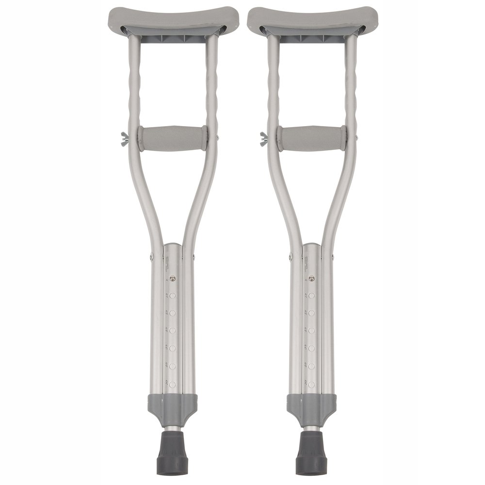 PCP Aluminum Crutches, Push Button Adjustable Height, Lightweight, 1 Pair, Kids Child Size (4'0