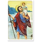 Gifts Catholic, Inc. Pack of 10 - St Christopher Protection Prayer Card (3 3/8" x 2 3/16") - Made in Italy