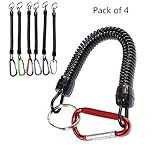 Spring Coil Keychain Key Cellphone Snap Hook Cord Retractable Key Ring with Metal Lobster Clasp Pack of 4