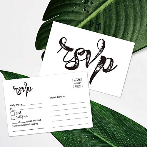 50 Blank RSVP Cards, RSVP Postcards, RSVP Reply, Response Return Card for Wedding, Rehearsal Dinner, Baby Shower, Bridal Shower, Birthday Party Invitation, No Envelopes Needed, Rustic Wedding Themed