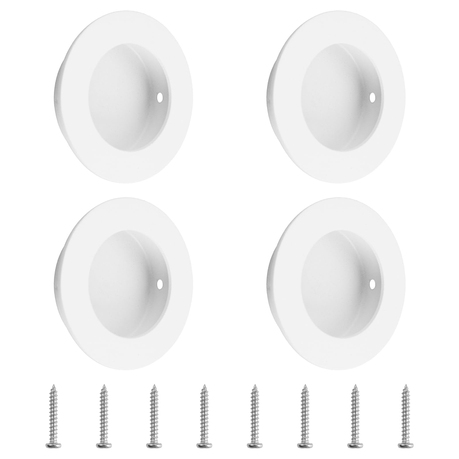 MOROBOR 4pcs White Round Recessed Handle, 50mm Trumpet Stainless Steel Sliding Door Pulls Cabinet Handles Invisible Handles with Mounting Screws for Glass Door Cabinet Cupboard Drawer