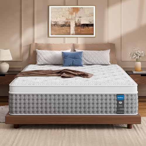 BedStory King Mattress, 14 Inch King Size Hybrid Mattress with Individual Pocket Springs, Luxury Mattresses in a Box for Lumbar Support ＆ Pressure Relief, CertiPUR-US Certified, 365-Night Trial