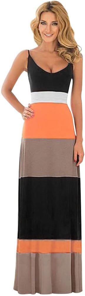 Wensltd Clearance! Women Orange Formal Boho Long Maxi Party Dress