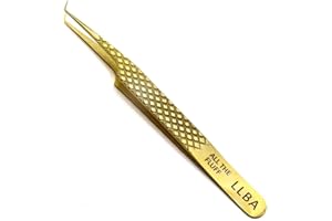 LLBA Lash Tweezer Professional Volume False Lash Application Tool | Multi Shapes & Purposes Tweezers | Non-Slip Grip Tweezers for Volume, Isolation & Classic Lashes (Gold, All The Fluff Volume)