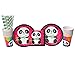 Panda-Monium Party Supplies Pack for 16 Guests Includes: Straws, Dessert Plates, Beverage Napkins, and Cups (Bundle for 16)