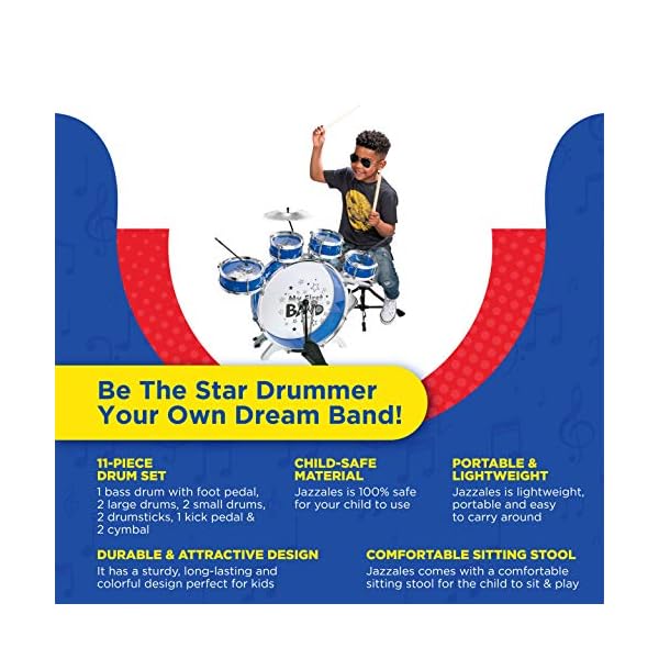 EMAAS-Kids-Jazz-Drum-Set-for-Kids--5-Drums-2-Drumsticks-Kick-Pedal-Cymbal-Chair-Stool--Ideal-Gift-Toy-for-Kids-Teens-Boys-Girls-Stimulates-Musical-Talent-Imagination-and-Creativity EMAAS Kids Jazz Drum Set for Kids – 5 Drums, 2 Drumsticks, Kick Pedal, Cymbal Chair, Stool – Ideal Gift Toy for Kids, Teens, Boys & Girls - Stimulates Musical Talent Imagination and Creativity