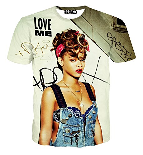 FaPlus Men's Fashion Love Me Girl 3D Print Casual T-Shirts M
