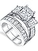 2 Carat .925 Sterling Silver Radiant Cut Cubic Zirconia CZ Women's Engagement Ring Set Sizes 4 to 11