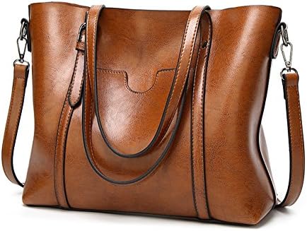 Designer Handbags Purses for Women Leather Top Handle Shoulder Bags with Adjustable Long Strap (Brown)
