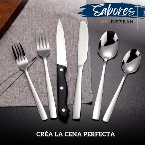 Juego de Cubiertos de 48 Piezas en Acero Inoxidable | Cubiertos Resistentes y Elegantes para Hogar, Cocina o Restaurantes