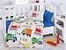 LaModaHome Education Baby Bedding Set, 100% Cotton - Lorry Truck Excavator is on The Work - Set of 4 - Duvet Cover, Flat Sheet and Two Pillowcases for Baby, Toddler Boy Crib Bedding Sets