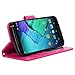 Moto X Pure Edition Case, Moto X Style Case, Style4U Premium PU Leather Stand Wallet Case with ID Credit Card / Cash Slots for Motorola Moto X Style / Pure Edition (2015 Release) + 1 Stylus [Hot Pink]