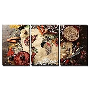 World MAPE Made from Spices - Canvas Art Wall Art - 16"x24"x3 Panels