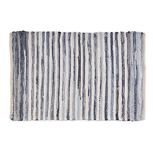 DII Contemporary Reversible Indoor Area Rag Rug, Machine Washable, Handmade from Recycled Fabrics, Unique For Bedroom, Living Room, Kitchen, Nursery and more, 2 x 3' - Denim (Color may vary)