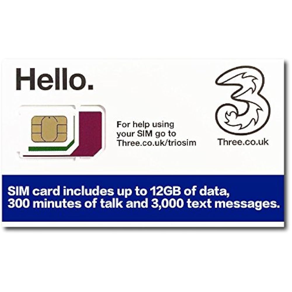 Three SIM Cards UK Prepaid Europe With Up To 12GB Data For 42 Countries